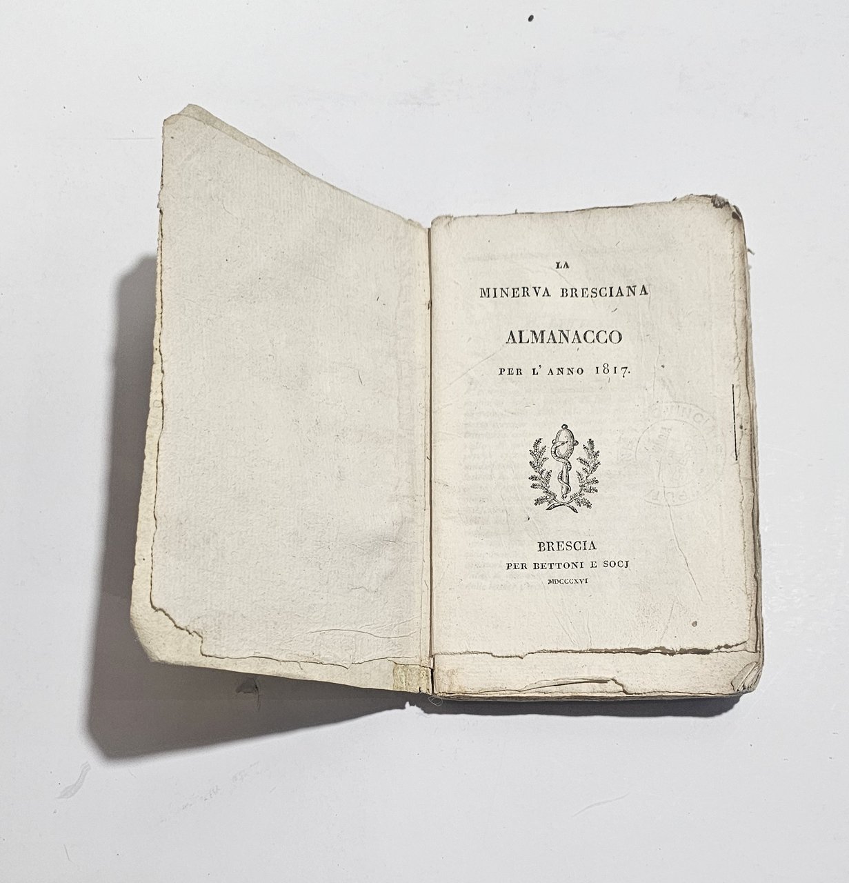 Minerva Bresciana Almanacco 1817 Brescia Bettoni Peroni libro antico raro | Immagine principale