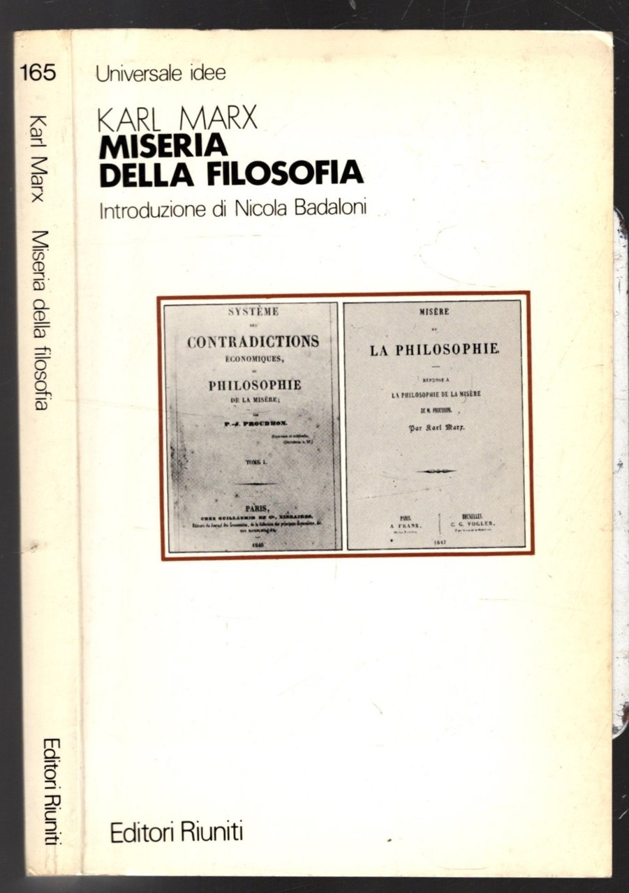 Miseria della filosofia. Risposta alla filosofia della miseria di Proudhon