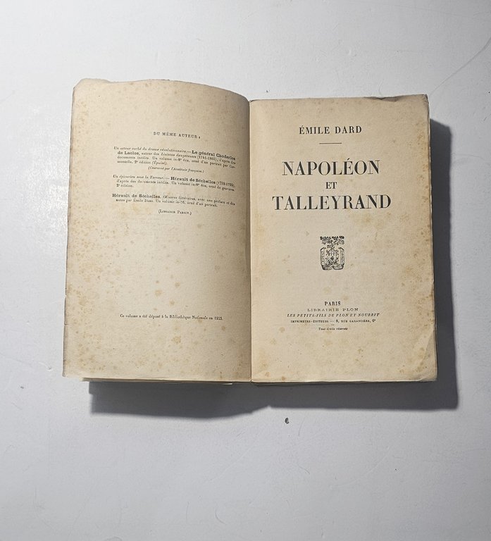 Napoléon et Talleyrand di Émile Dard | Librairie Plon 1935 | Immagine Gallery 2