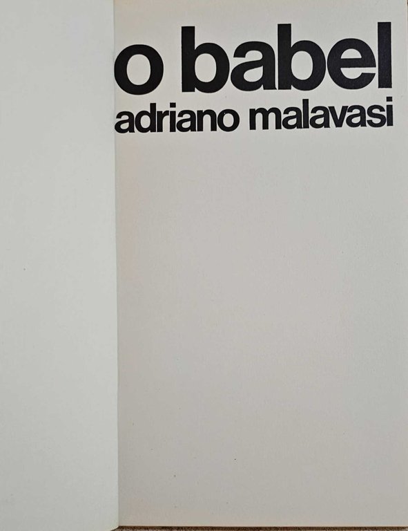 O Babel - Adriano Malavasi |