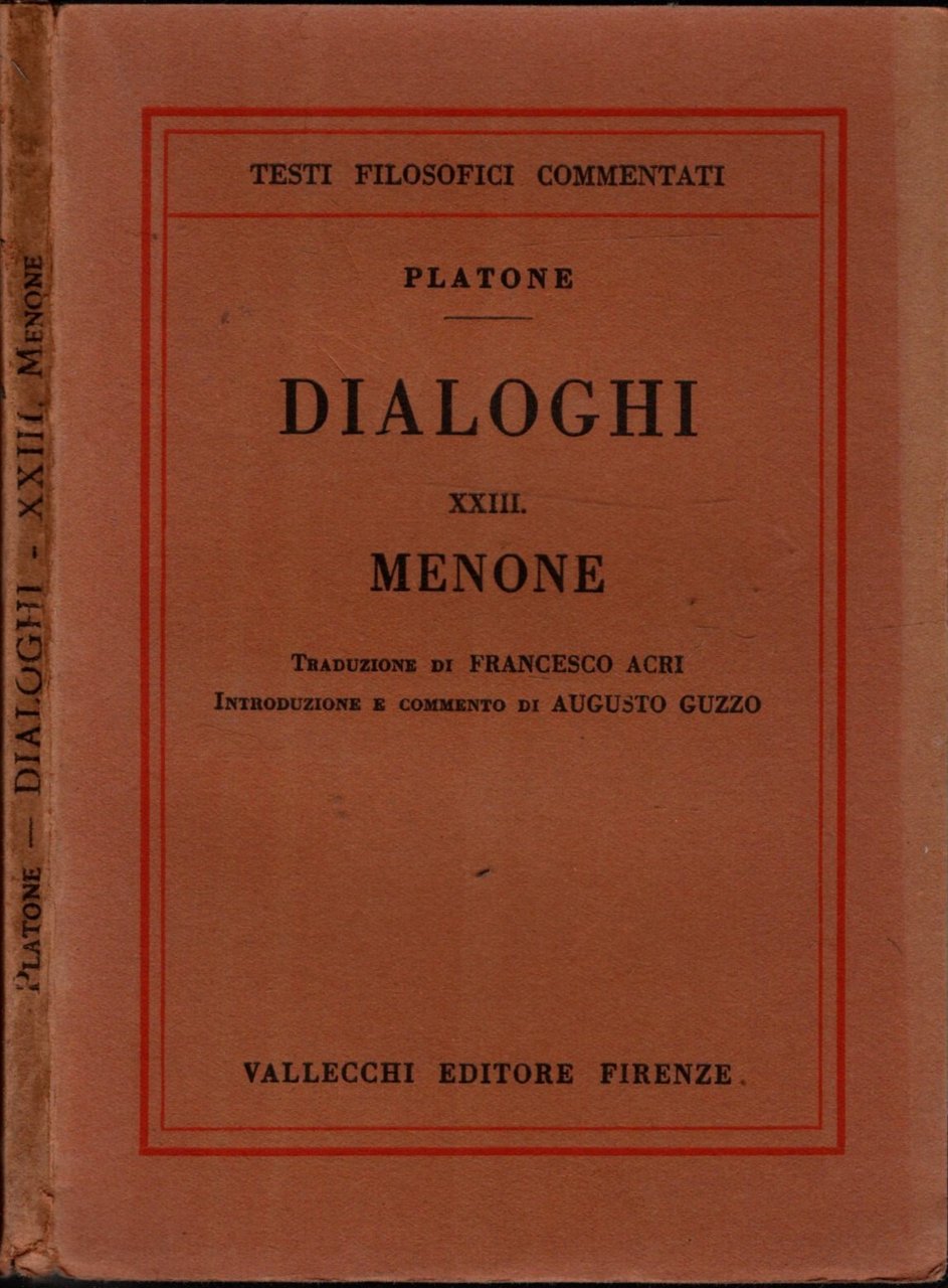 PLATONE - DIALOGHI XXIII MENONE