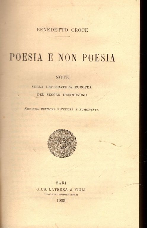 POESIA E NON POESIA NOTE SULLA LETTERATURA EUROPEA DEL SECOLO …