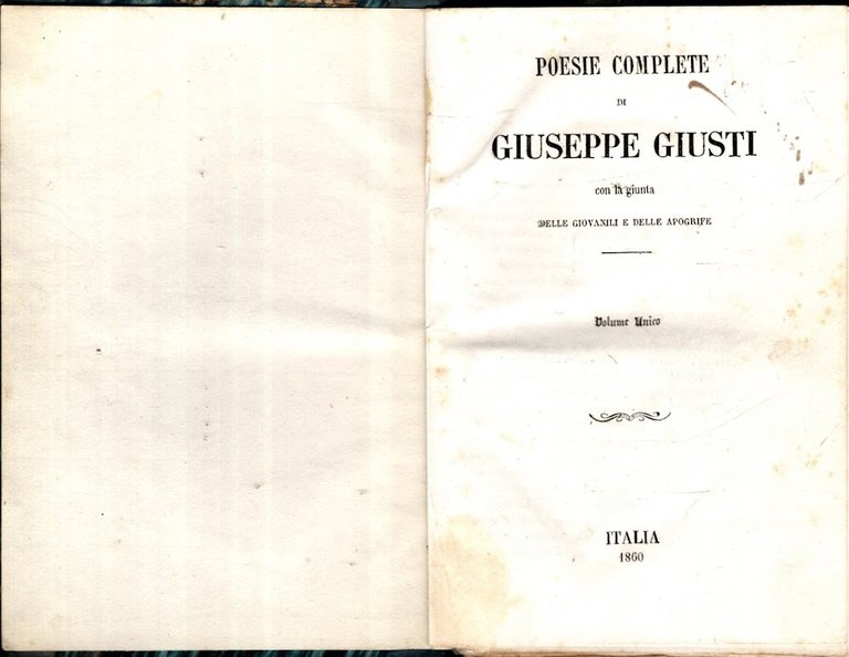 POESIE COMPLETE DI GIUSEPPE GIUSTI CON LA GIUNTA DELLE GIOVANILI …
