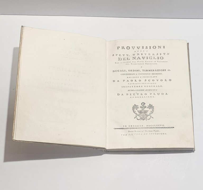 Provvisione Università del Naviglio Brescia 1777 libro antico diritto ducali … | Immagine Gallery 3