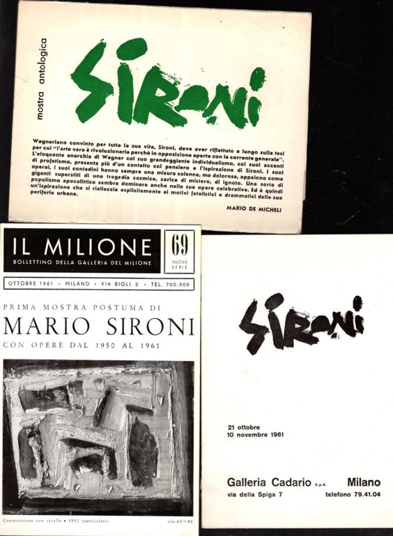 Raccolta fascicoli mostre di Sironi