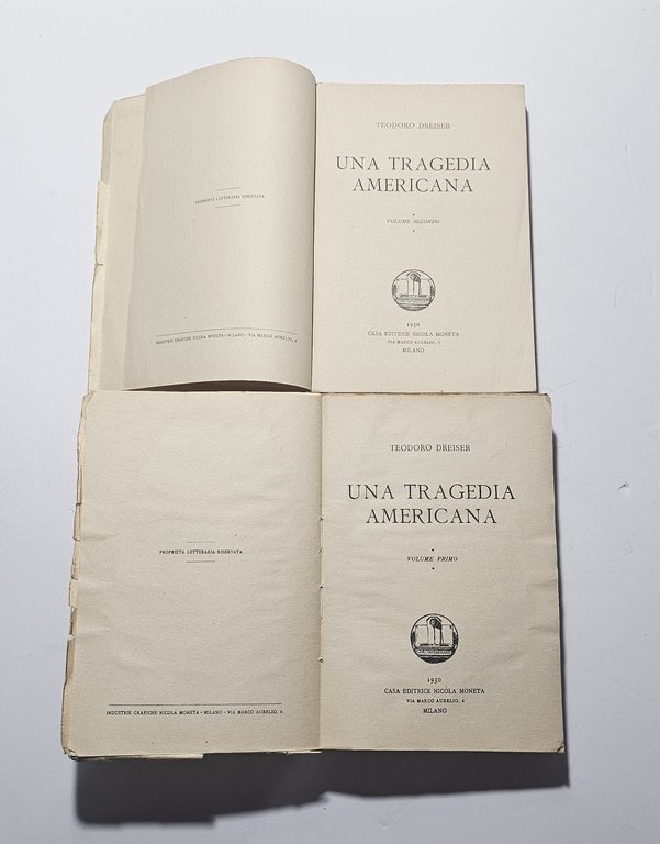 Una Tragedia Americana Teodoro Dreiser 1930 2 Volumi Nicola Moneta | Immagine Gallery 2