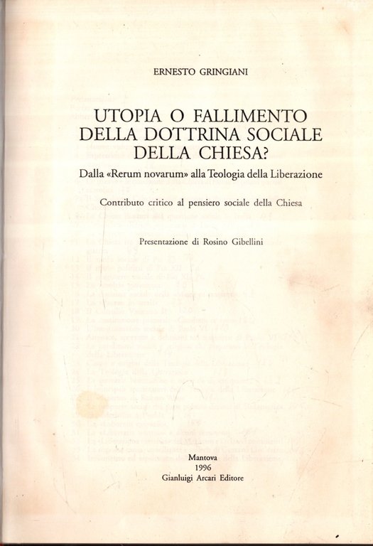 UTOPIA O FALLIMENTO DELLA DOTTRINA SOCIALE DELLA CHIESA? DALLA "RERUM …