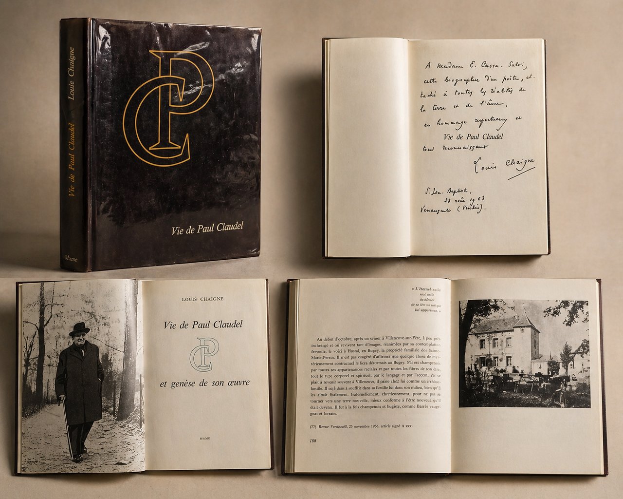 Vie de Paul Claudel Louis Chaigne Dedica Autografa 1963 Raro | Immagine principale
