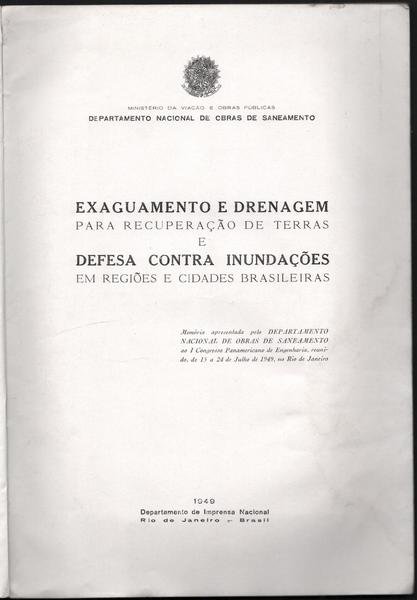Exaguamento e drenagem 1∞ Congresso panamericano de Engenharia 1949 6 …