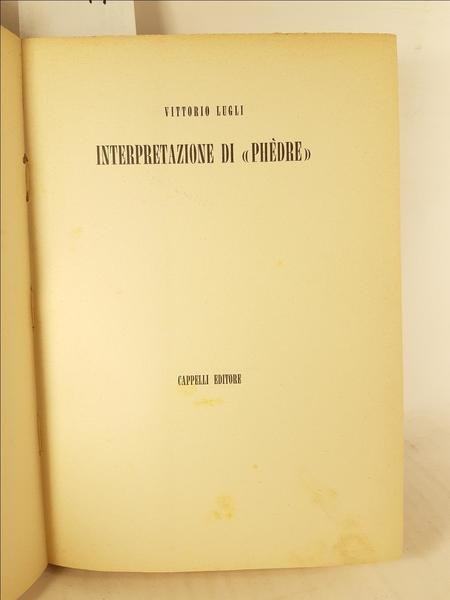 Vittorio Lugli Interpretazione di Phedre Cappelli 1958