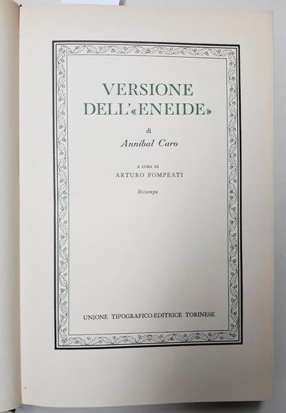 Annibal Caro Versione Dell'eneide - Opere A Cura Di Arturo …