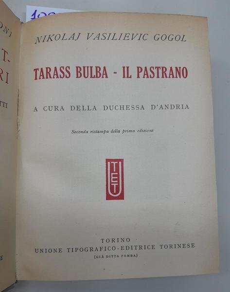 Gogol Taras Bulba Il pastrano UTET 1955 2° ristampa della …