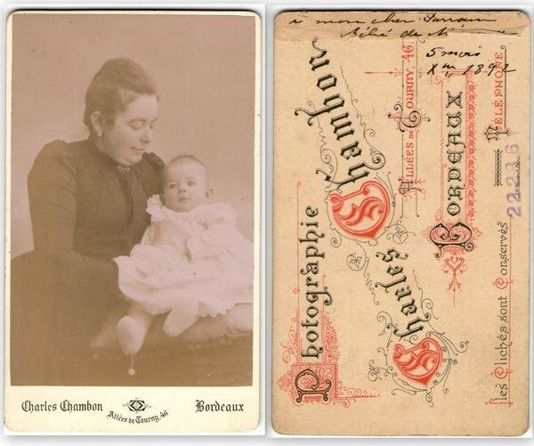 Foto photo gentildonna con bambino by C. Cambon Bordeaux cdv …