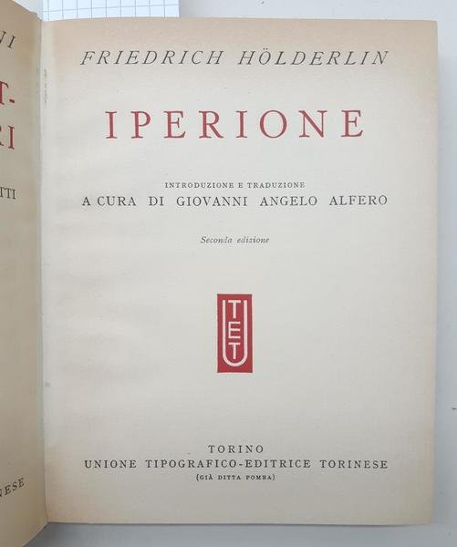 Holderlin Iperione UTET 1960 2° edizione