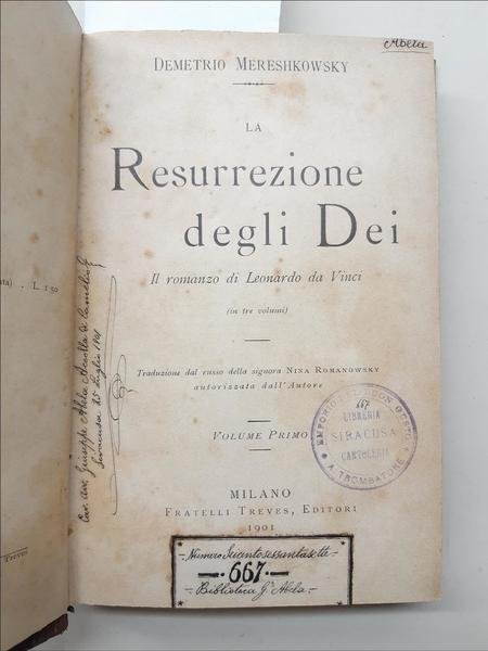 Mereshkowsky La resurrezione degli Dei volume 1∞ Treves 1901
