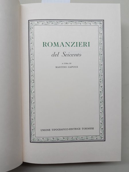 Martino Capucci Romanzieri del Seicento UTET 1974 1∞ edizione