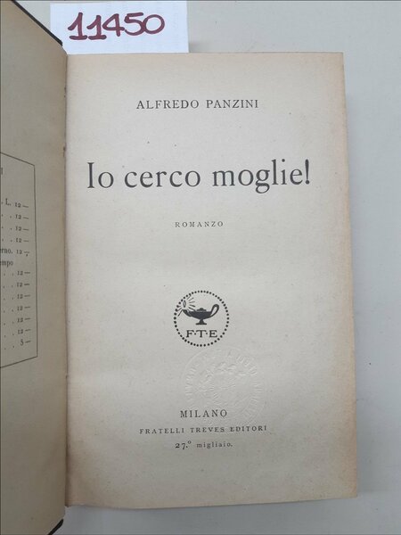 Panzini Io cerco moglie Treves 1927 Loti Pescatori di Islanda …