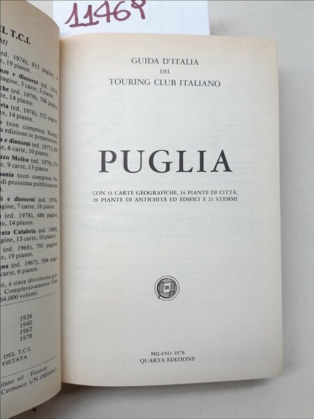Guida d'Italia Puglia Touring Club Italiano 1978 IV∞ edizione