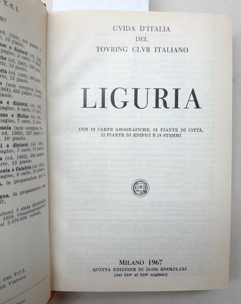 Guida d'Italia Liguria Touring Club Italiano 1967