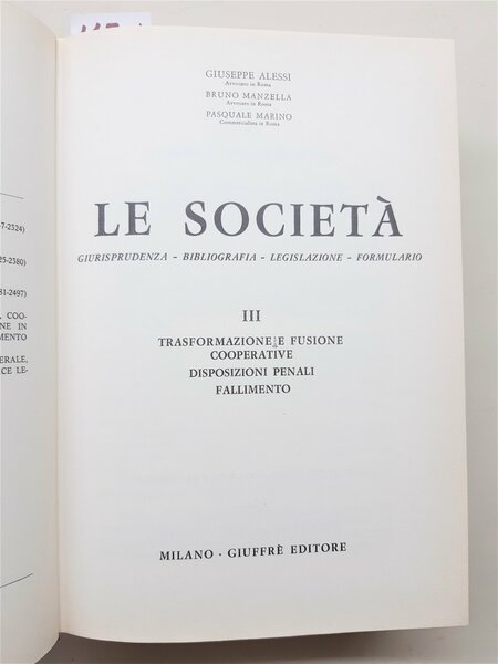 Alessi Manzella Marino Le societ‡ III trasformazioni e fusioni cooperative …