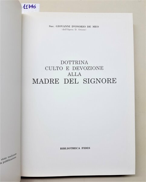 Giovanni D'Onorio De Meo Dottrina culto e devozione alla madre …