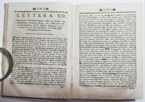 Settecentina Sacerdozio al primogenito Lettere venti di un anonimo Cesenate …
