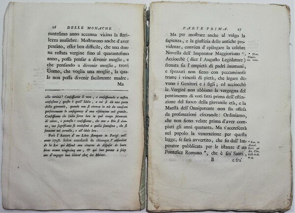 Settecentina Delle Monache Critica sull'educazione conventuale femminile 1776