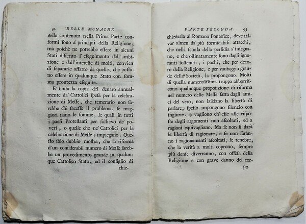 Settecentina Delle Monache Critica sull'educazione conventuale femminile 1776