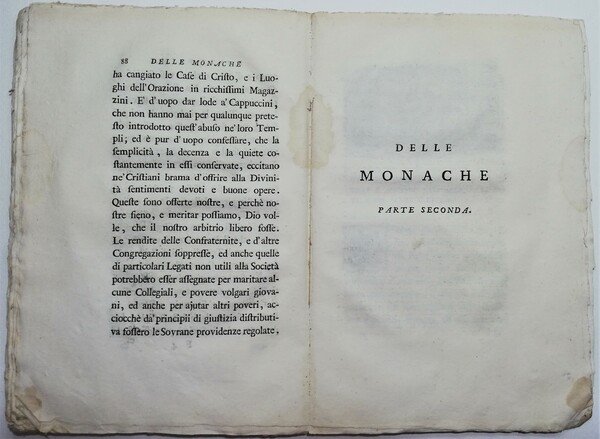 Settecentina Delle Monache Critica sull'educazione conventuale femminile 1776