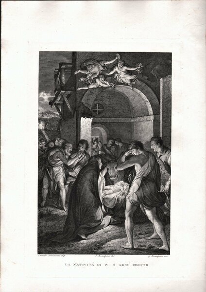 Incisione all'acquaforte F. Rosaspina La natività di N. S. Gesù …