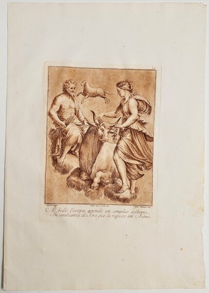 Stampa antica Raffaello pittore Pietro da Cortona dis. Mulinari incisore …