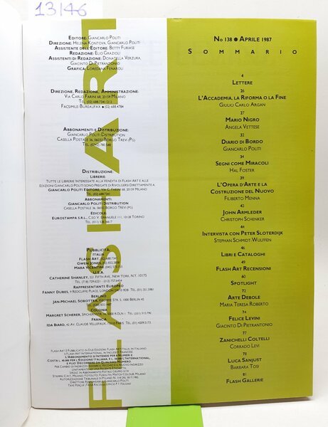 Flash Art numero 138 Aprile 1987 edizione italiana