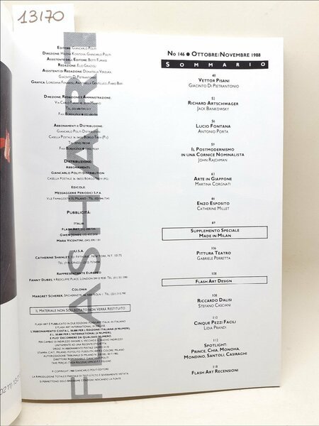 Flash Art numero 146 ottobre-novembre 1988 edizione italiana