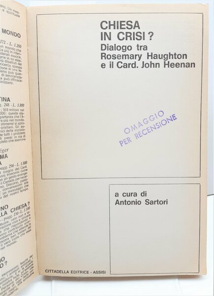 Chiesa in crisi? Dialogo tra Rosemary Haughton e il cardinale …