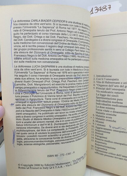 Ceipidor Gasparini Iniziazione alla omeopatia edizioni Mediterranee 2000