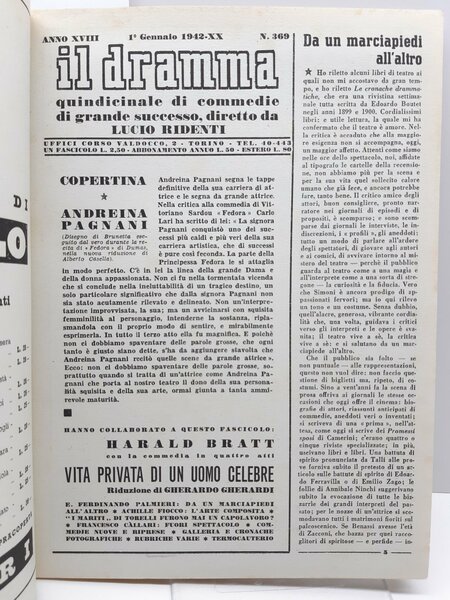 Rivista teatro Il Dramma numero 369 1∞ gennaio 1942