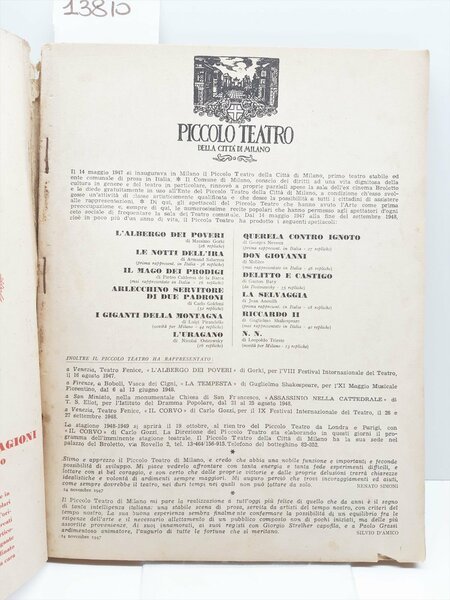 Rivista teatro Il Dramma numero 70 1∞ ottobre 1848