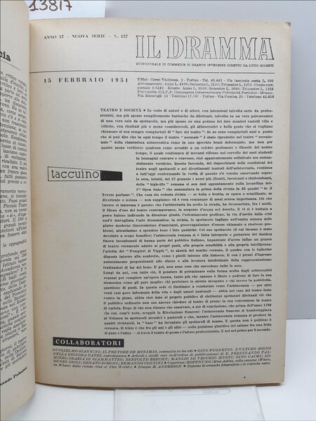 Rivista teatro Il Dramma numero 127 15 febbraio 1951