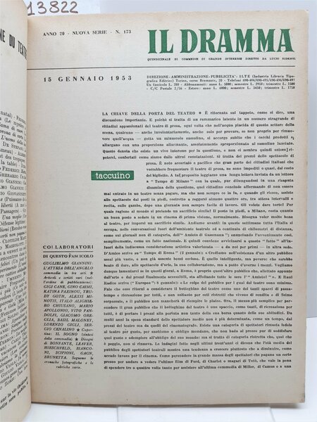 Rivista teatro Il Dramma numero 173 15 gennaio 1953