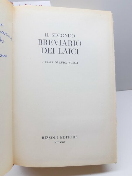 Luigi Rusca Il secondo breviario dei laici Rizzoli 3∞ edizione …
