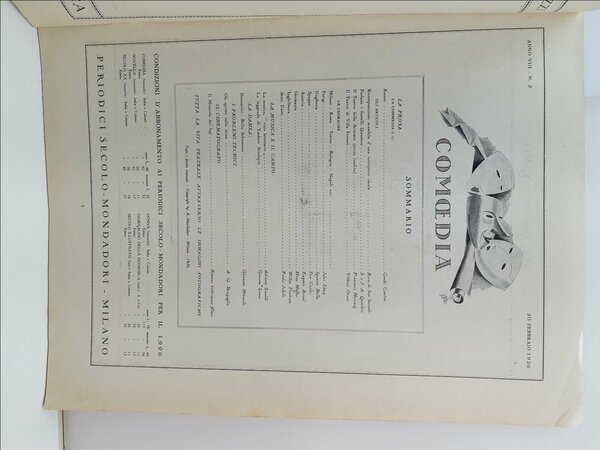 Teatro Comoedia Vera Vergani Mondadori febbraio 1926