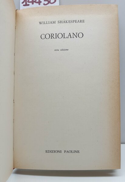 William Shakespeare Coriolano 6° ed. Paoline 1962