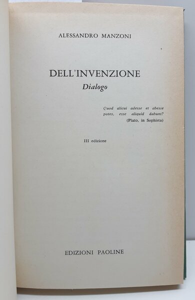 Alessandro Manzoni dell'invenzione dialogo 3° ed. Paoline 1962