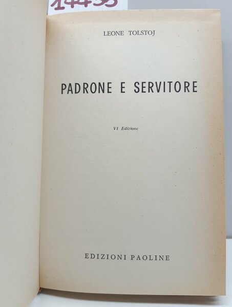 Leone Tolstoj Padrone e servitore 6° ed. Paoline 1963
