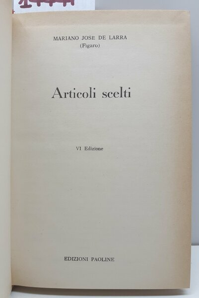 Mariano Jose de Lara Articoli scelti 6∞ ed. Paoline 1963