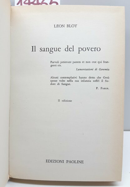 Leon Bloy Il sangue del povero 2° ed. Paoline 1962