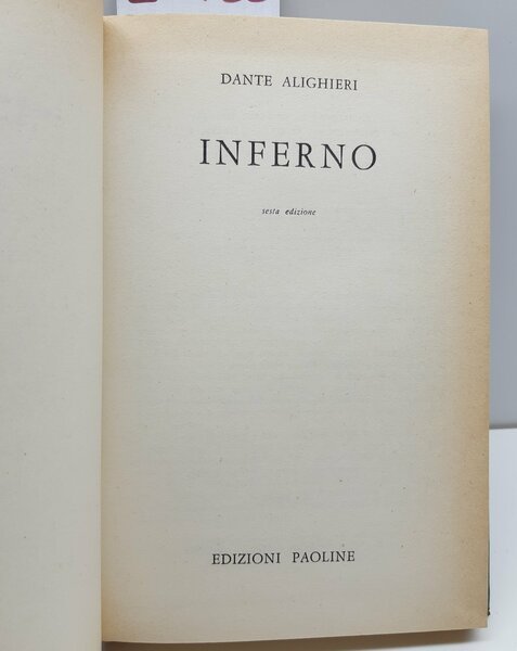 Dante Alighieri Inferno 7° ed. Paoline 1963