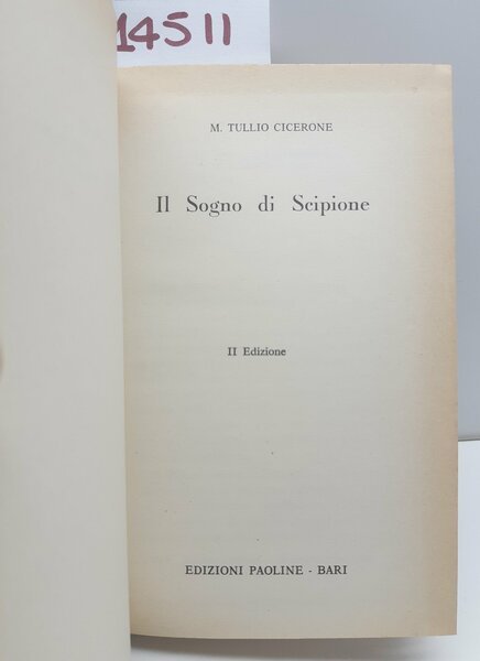 Marco Tullio Cicerone Il sogno di Scipione 2° ed. Paoline …