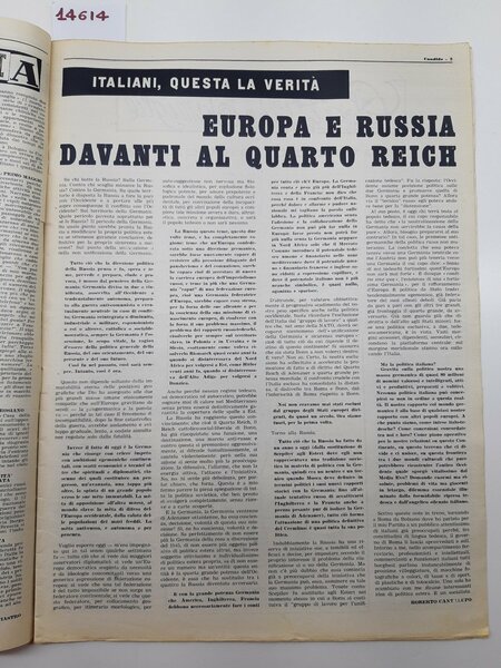Guareschi Satira politica Candido settimanale del sabato n. 19 1957