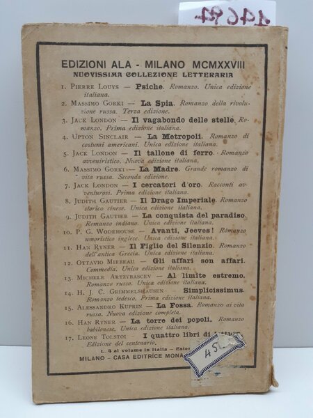 Massimo Gorki La spia romanzo della rivoluzione Monanni 1928